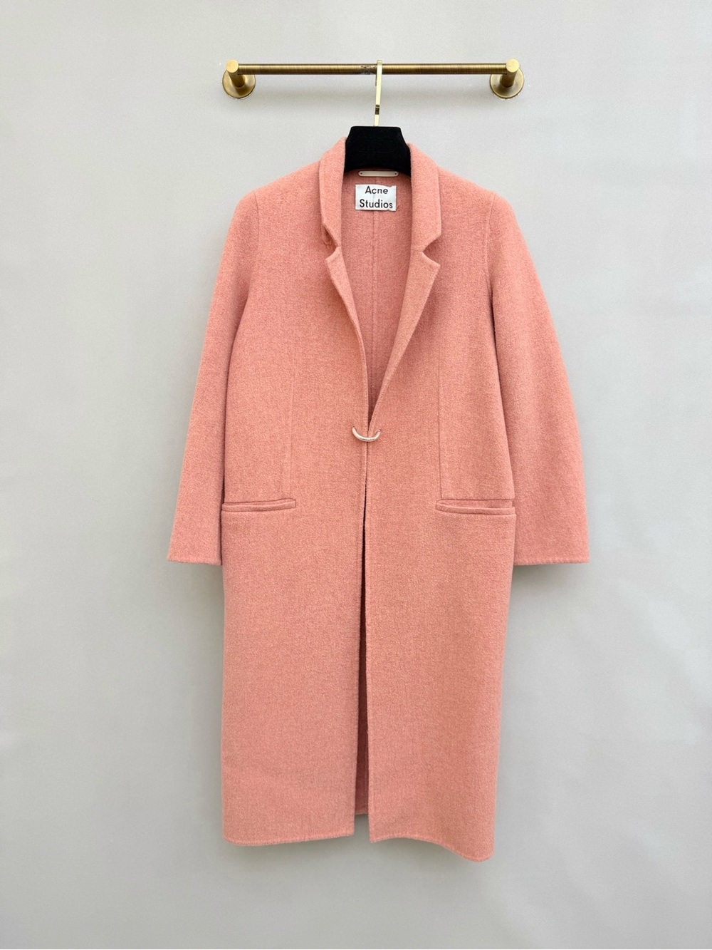 Acne Wool-Blend Blush Pink Long Trench Coat